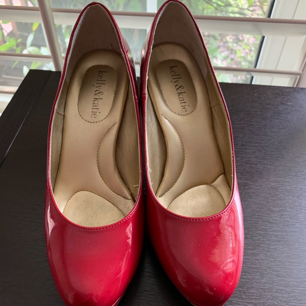 Red patent leather heels